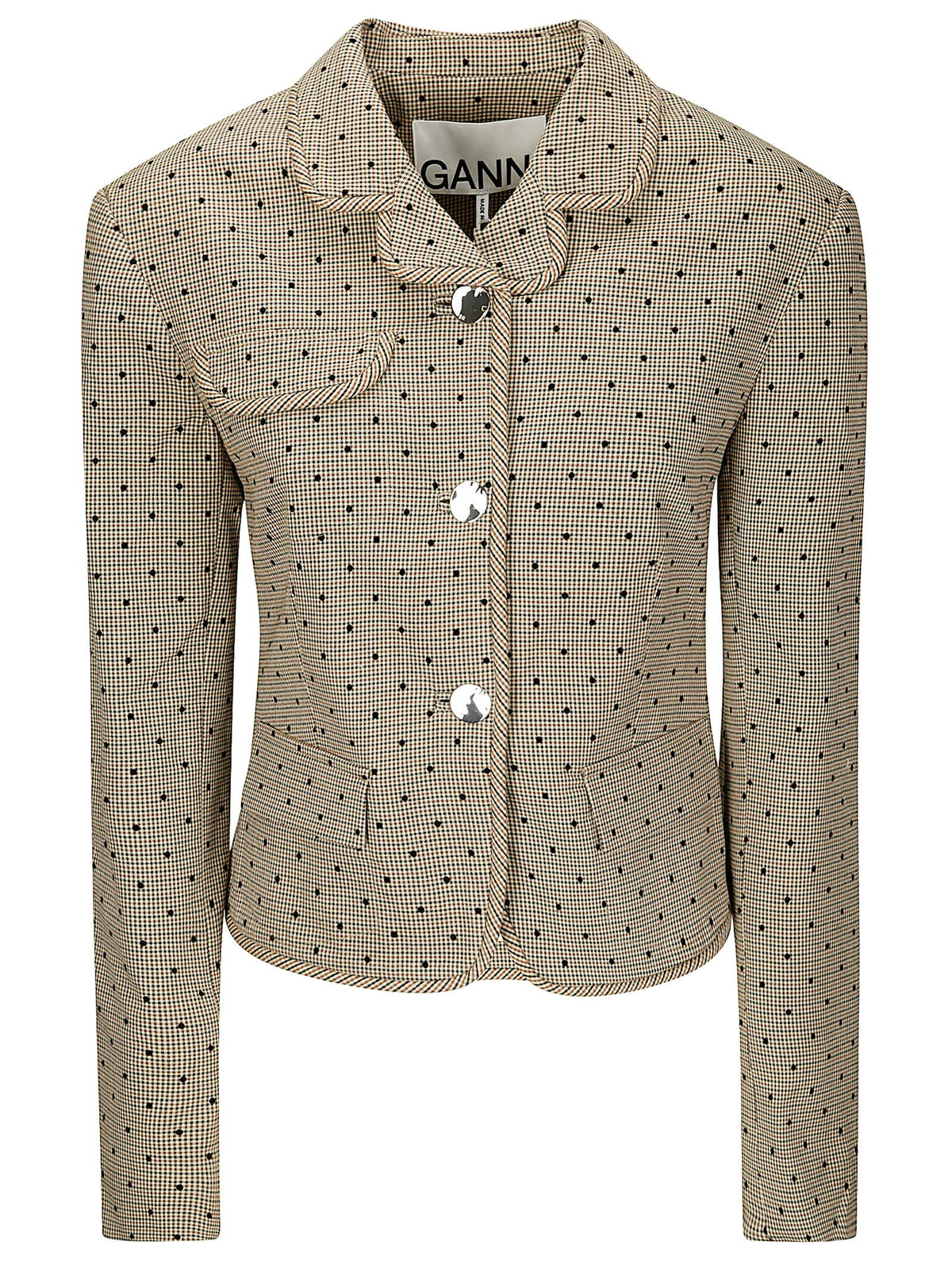 GANNI Short Sleeve Boxy Blazer Jacket GANNI