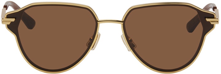 Photo: Bottega Veneta Gold Glaze Metal Aviator Sunglasses