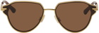 Bottega Veneta Gold Glaze Metal Aviator Sunglasses