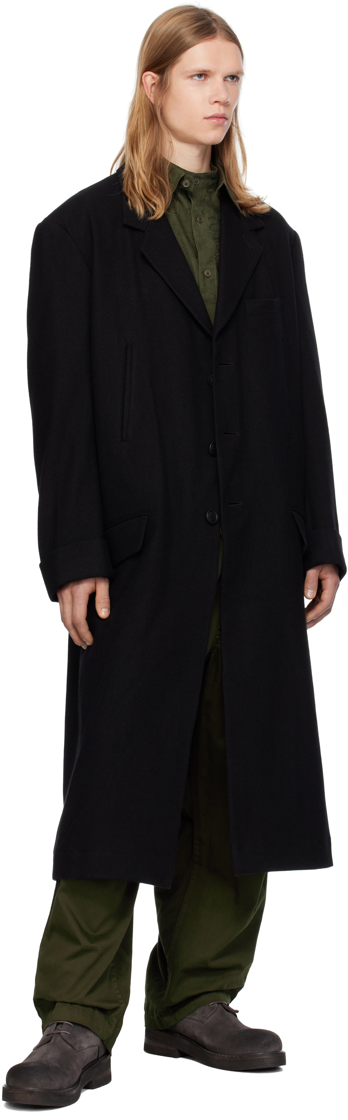 Y's For Men Black Long Coat