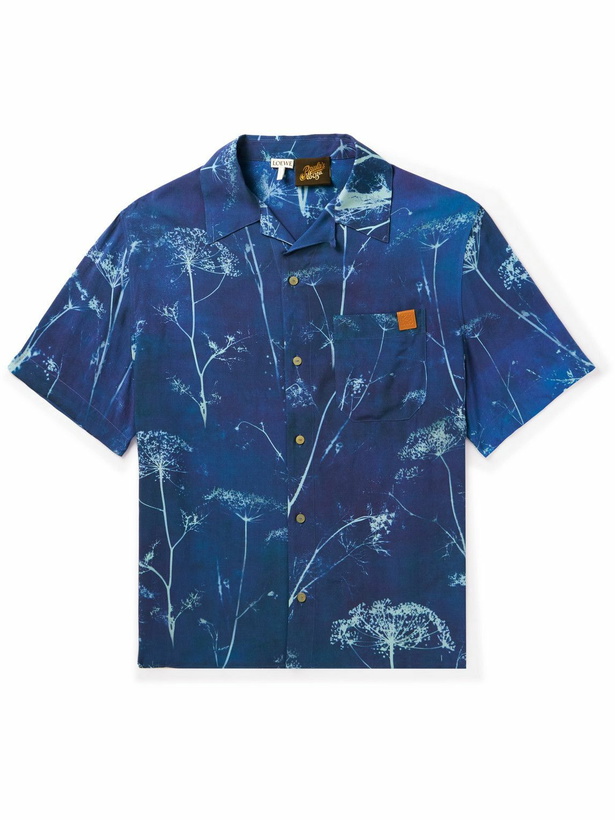 Photo: Loewe - Paula's Ibiza Leather-Trimmed Printed Woven Shirt - Blue