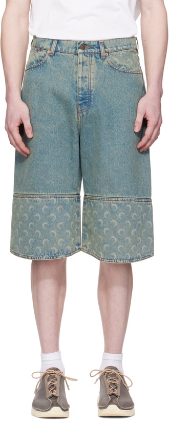 Photo: Marine Serre Blue Moon Laser Denim Shorts