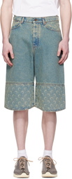 Marine Serre Blue Moon Laser Denim Shorts