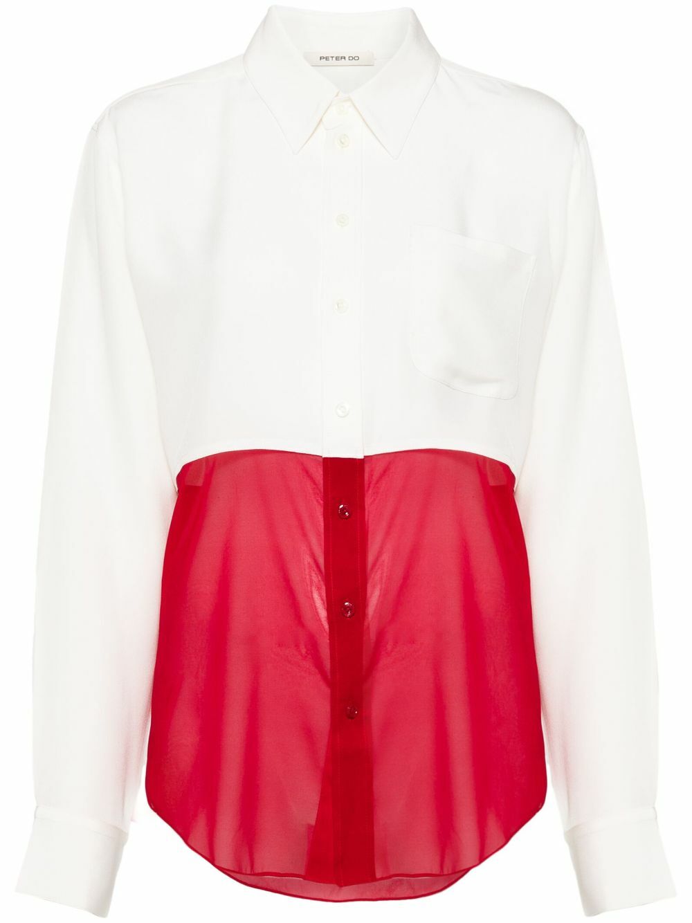 Peter Do White And Red Panelled Silk Shirt