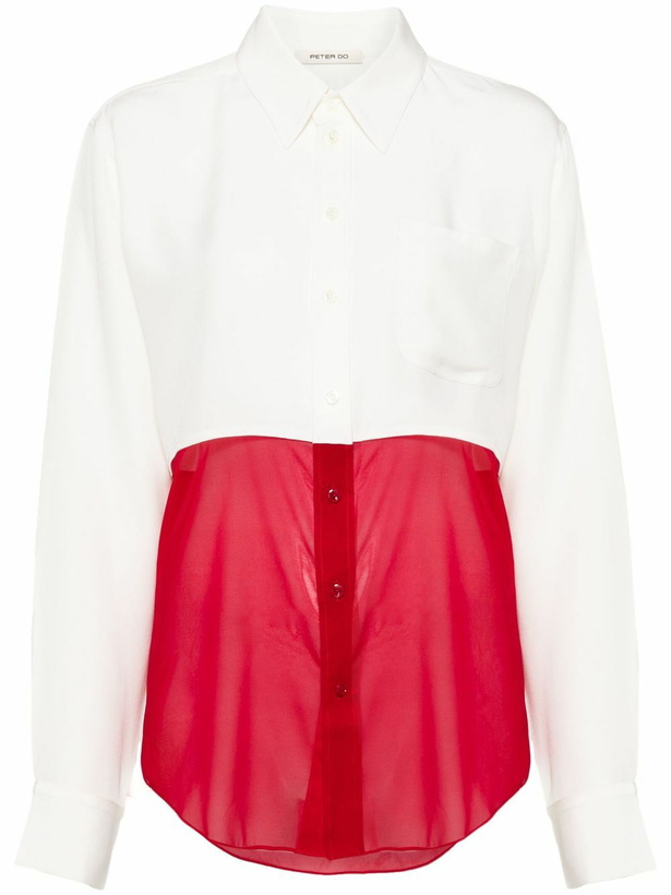 Photo: Peter Do White And Red Panelled Silk Shirt