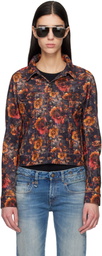 R13 Navy & Orange Skinny Denim Trucker Jacket