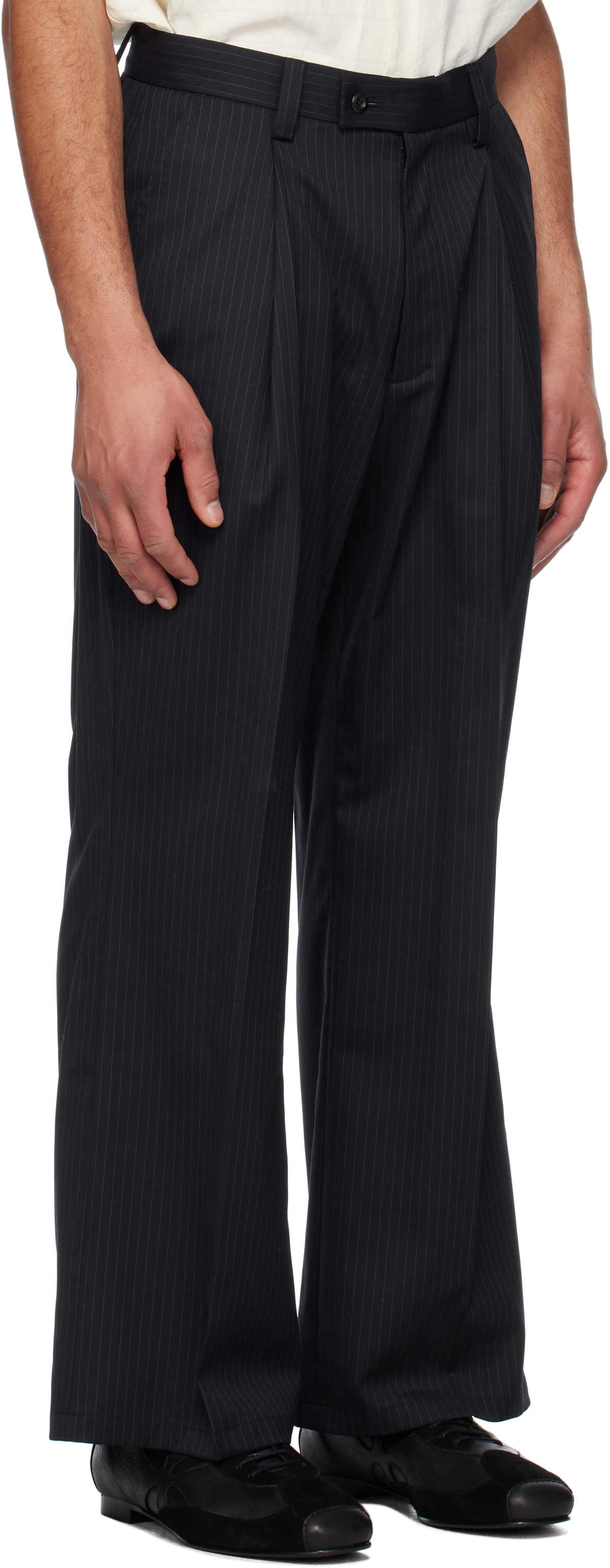 RICE NINE TEN Navy Loose Fit Trousers