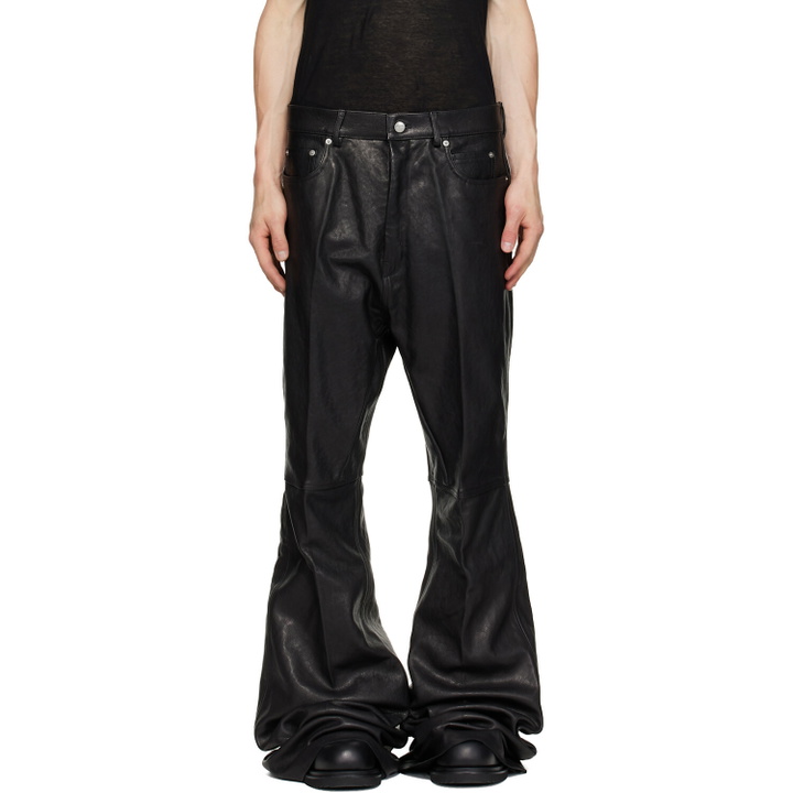 Photo: Rick Owens Black Tower Bolan Bootcut Leather Pants