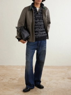 Sacai - Leather-Trimmed Cotton-Twill Bomber Jacket - Gray