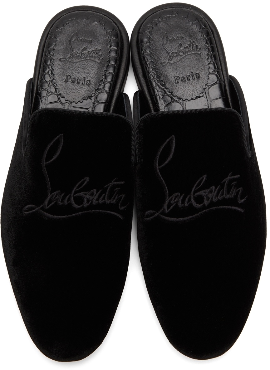 Navy Coolito Embroidered Slippers in Black - Christian Louboutin