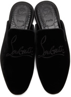 Christian Louboutin Black Velvet Navy Coolito Slippers