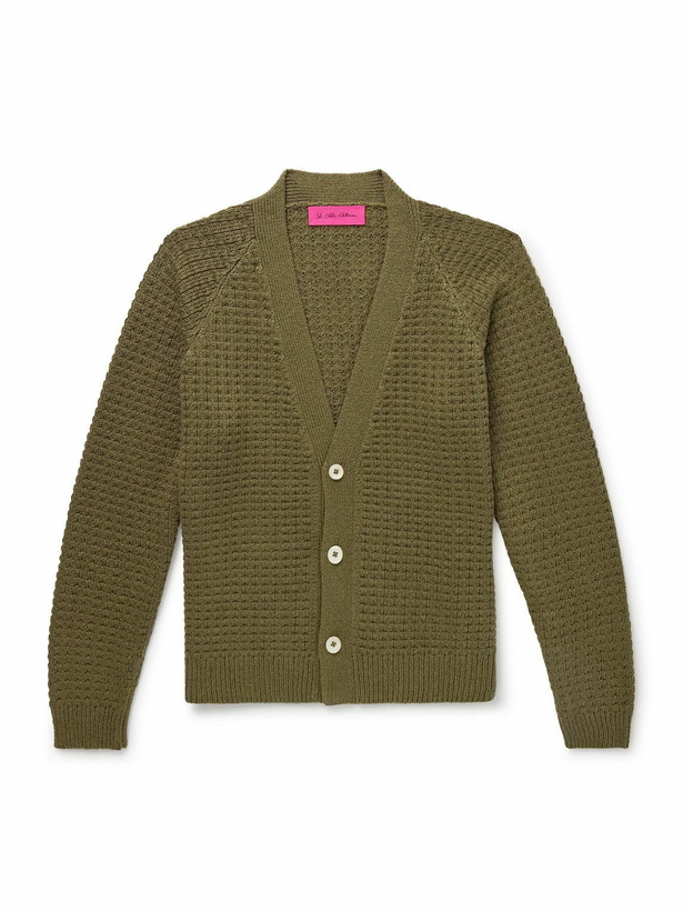 Photo: The Elder Statesman - Nora Lite Waffle-Knit Cotton Cardigan - Green