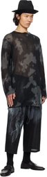YOHJI YAMAMOTO Black 7G Dyed Jersey Front Slit Long Sleeve Sweater