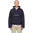 Balenciaga Navy 80s Crinkle Windbreaker Jacket