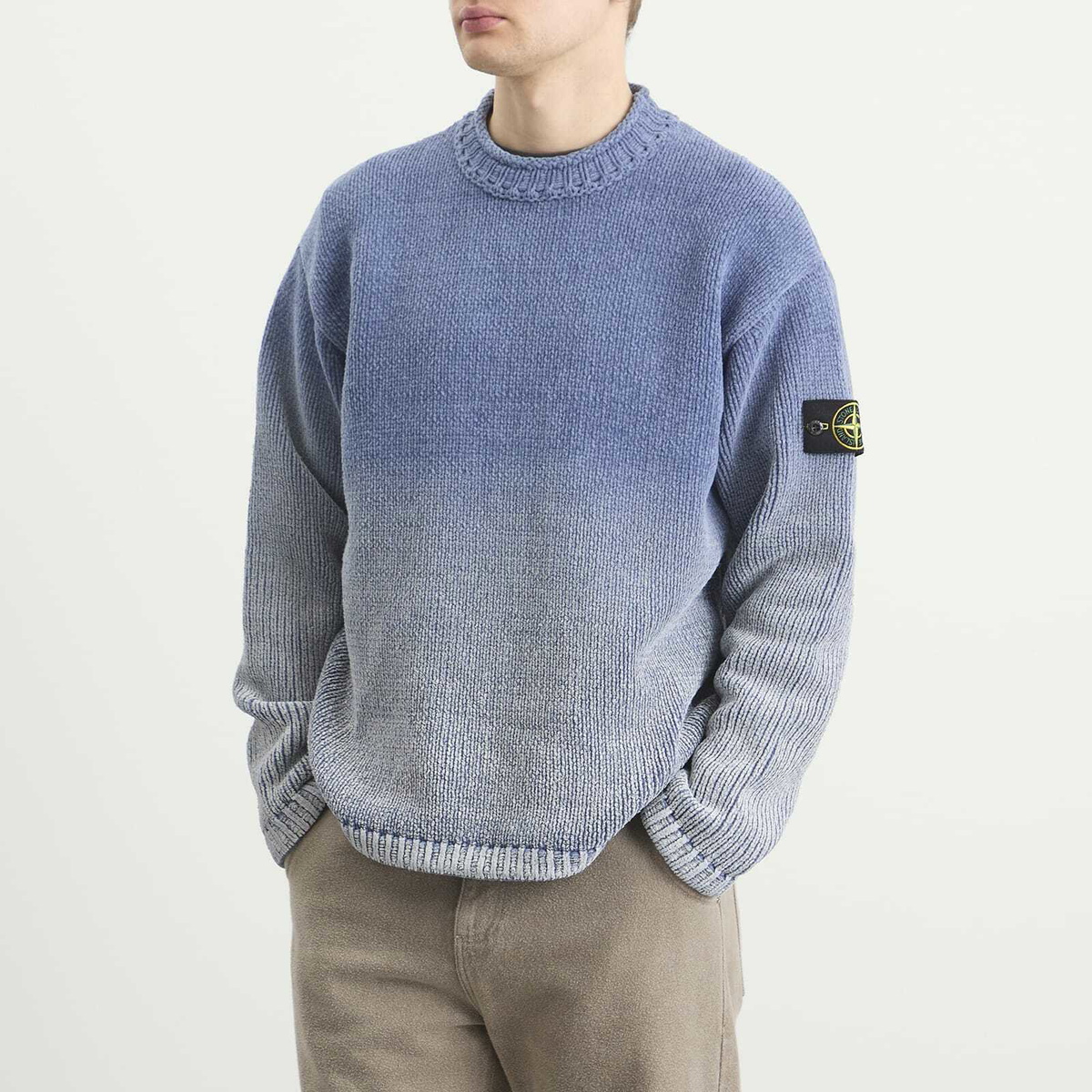 Stone Island Men's Degrade Chenille Knit Jumper in Dark Blue Stone