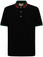 GUCCI - Stretch Cotton Blend Polo Shirt W/ Web