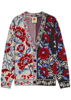 Farm Rio Mixed Valentina Floral-jacquard Knit Cardigan Multicoloured