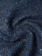 Kiton - Herringbone Virgin Wool, Cashmere and Silk-Blend Overcoat - Blue