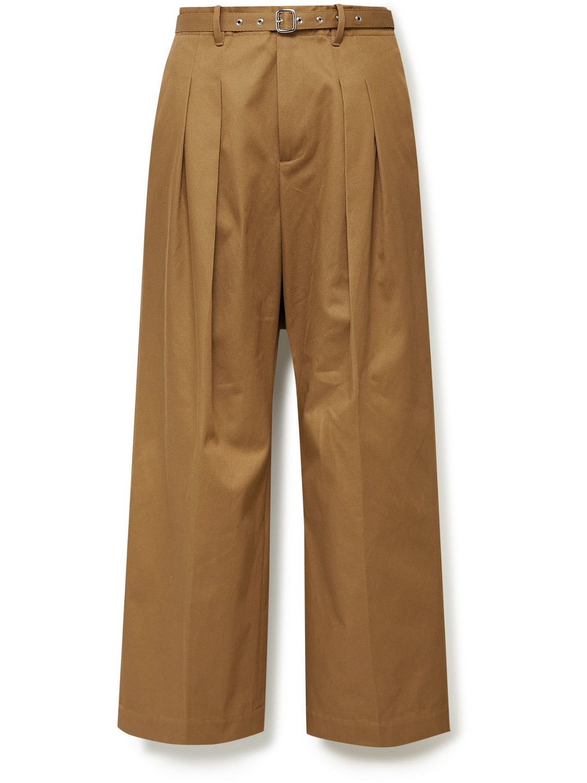 JW ANDERSON - Wide-Leg Belted Pleated Cotton-Twill Trousers 