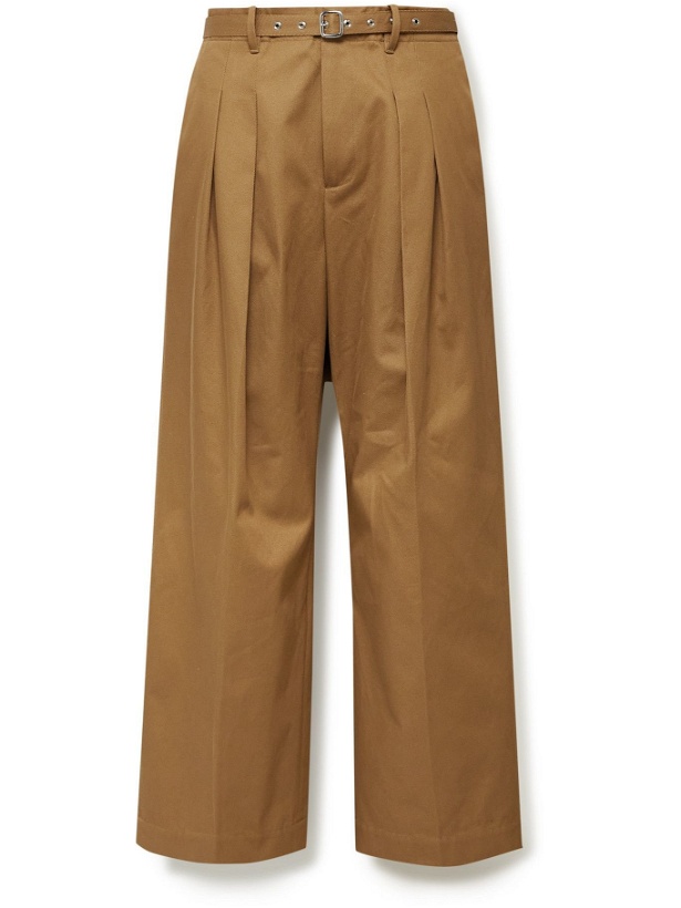 Photo: JW ANDERSON - Wide-Leg Belted Pleated Cotton-Twill Trousers - Brown