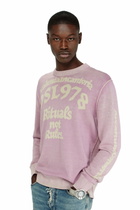 Diesel Treated cotton jumper with slogan - Knitwear Mens in Violet