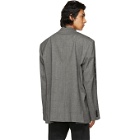VETEMENTS Grey Houndstooth Gothic Logo Tailored Blazer