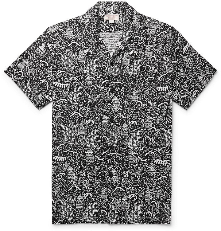 Photo: J.Crew - Wallace & Barnes Slim-Fit Camp-Collar Printed Cotton-Jacquard Shirt - Black