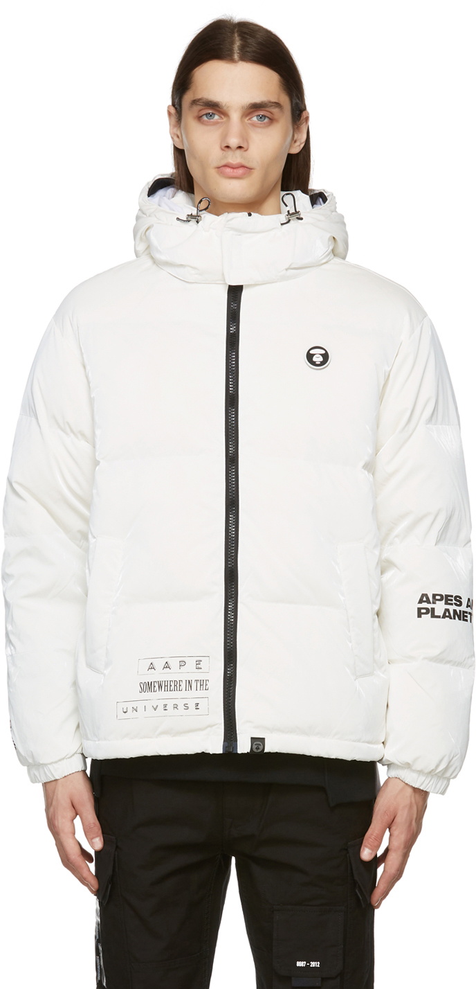 AAPE by A Bathing Ape Off-White Down Rubberized Jacket