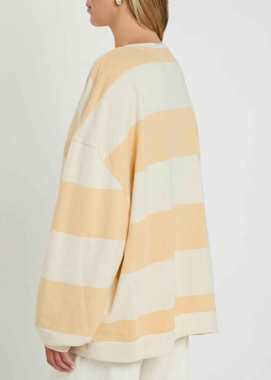 Free People Classic Striped Terry Sweatshirt Orange