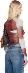 Jean Paul Gaultier Gray & Red 'The Blurry Roses' T-shirt