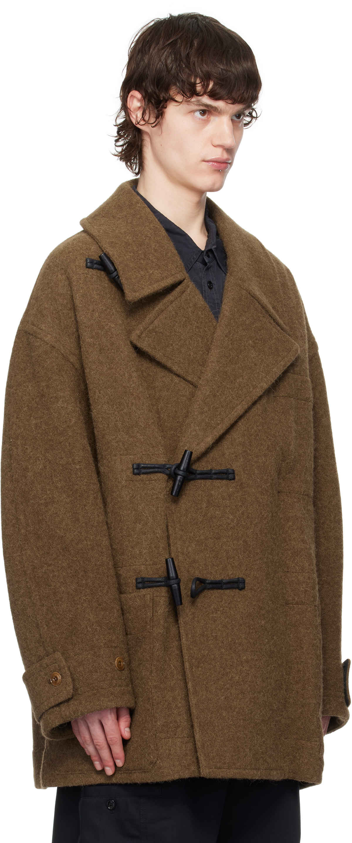 LEMAIRE Brown Short Duffle Coat Lemaire