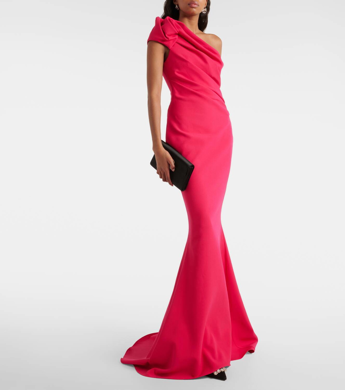 SAFIYAA サフィヤ ドレス ワンピース One-shoulder crepe1045428 One-shoulder crêpe gown in pink - Safiyaa | Mytheresa
