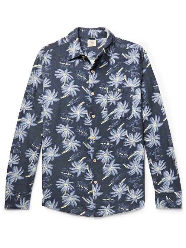Photo: FAHERTY - The Chamois Printed Brushed-Cotton Shirt - Blue