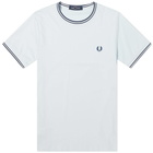 Fred Perry Men's Twin Tipped T-Shirt in Light Ice/Midnight Blue