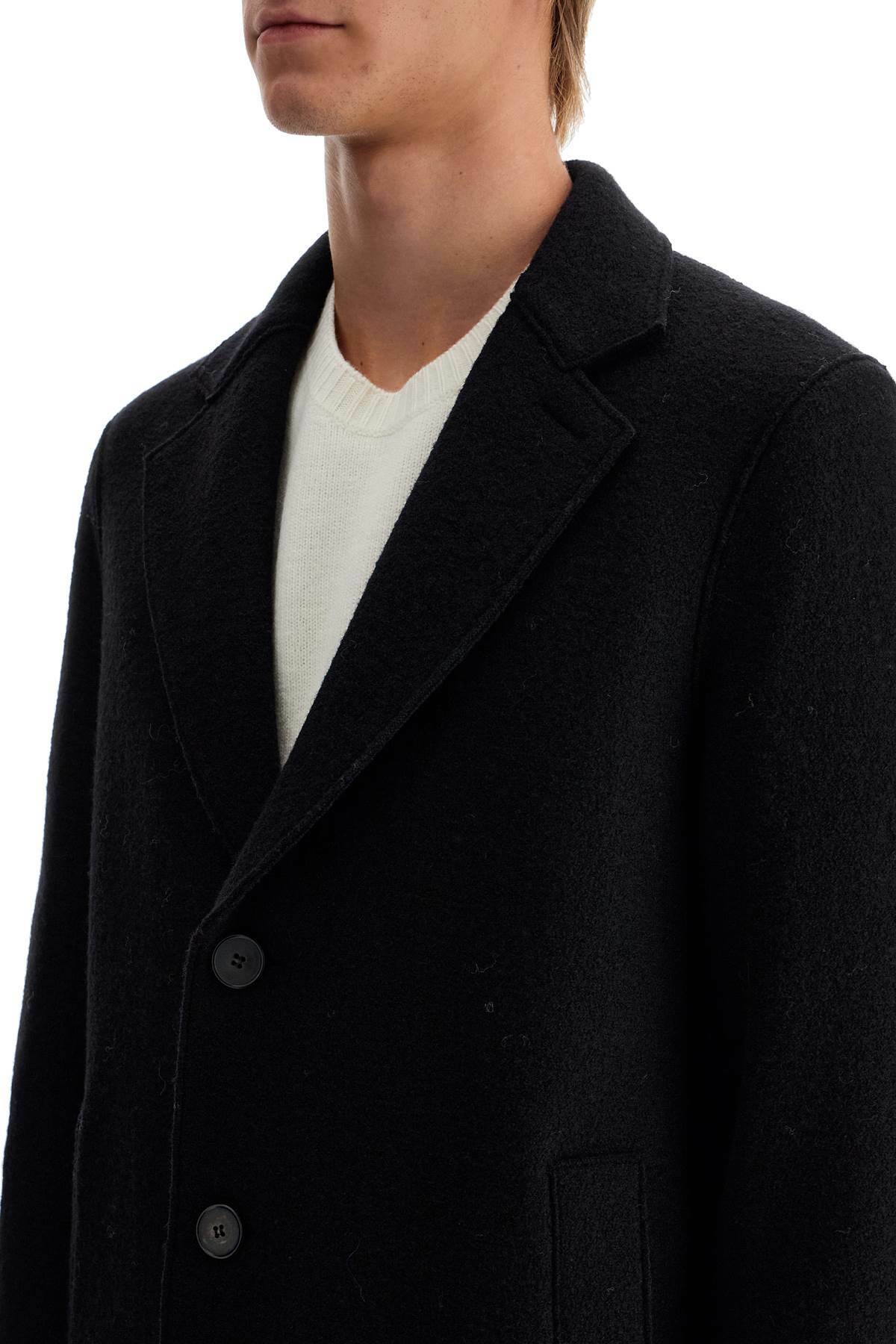 HARRIS WHARF LONDON single-breasted wool coat in boiled Black