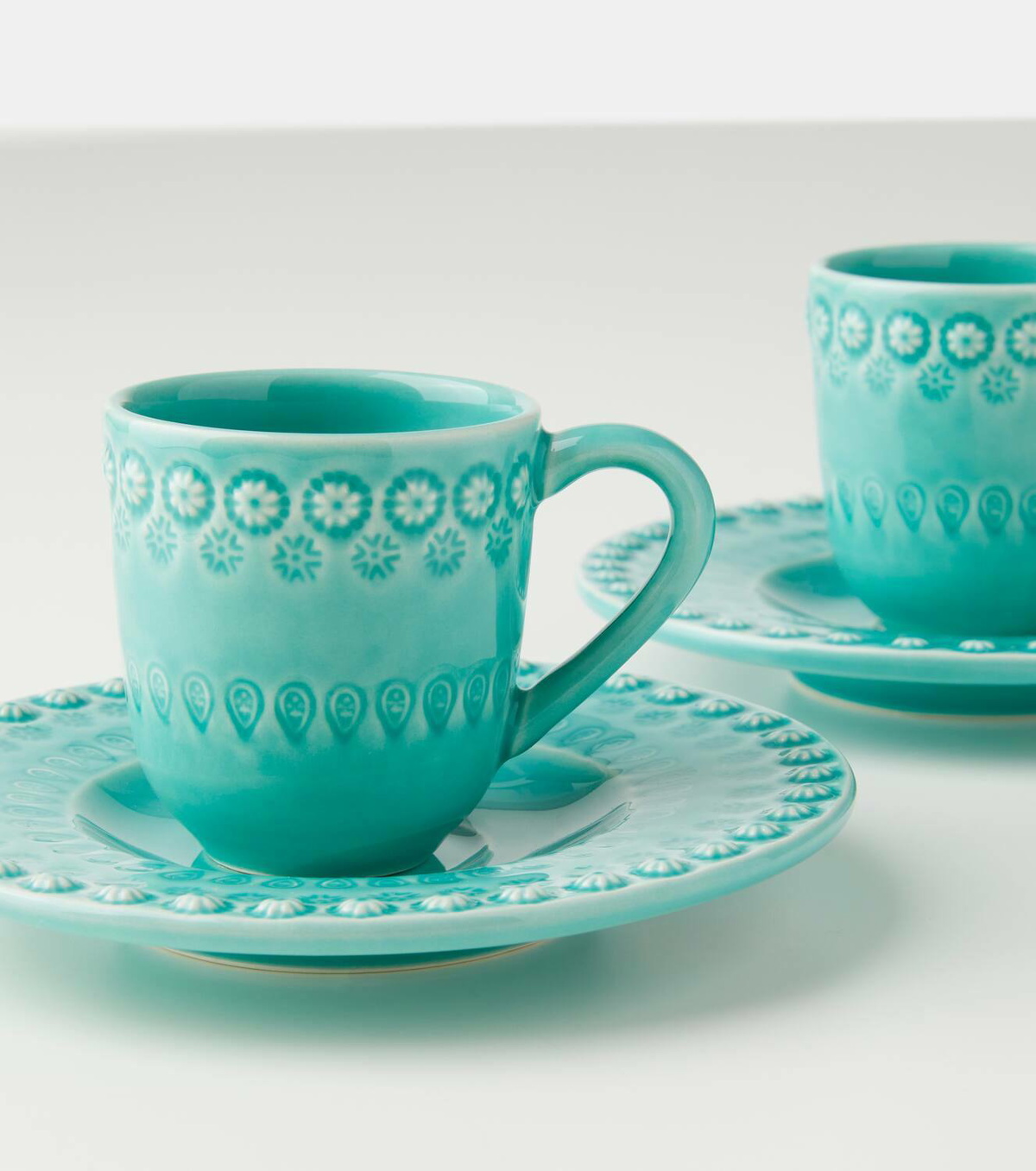 Bordallo Pinheiro Fantasia set of 4 espresso cups and saucers