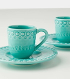 Bordallo Pinheiro Fantasia set of 4 espresso cups and saucers