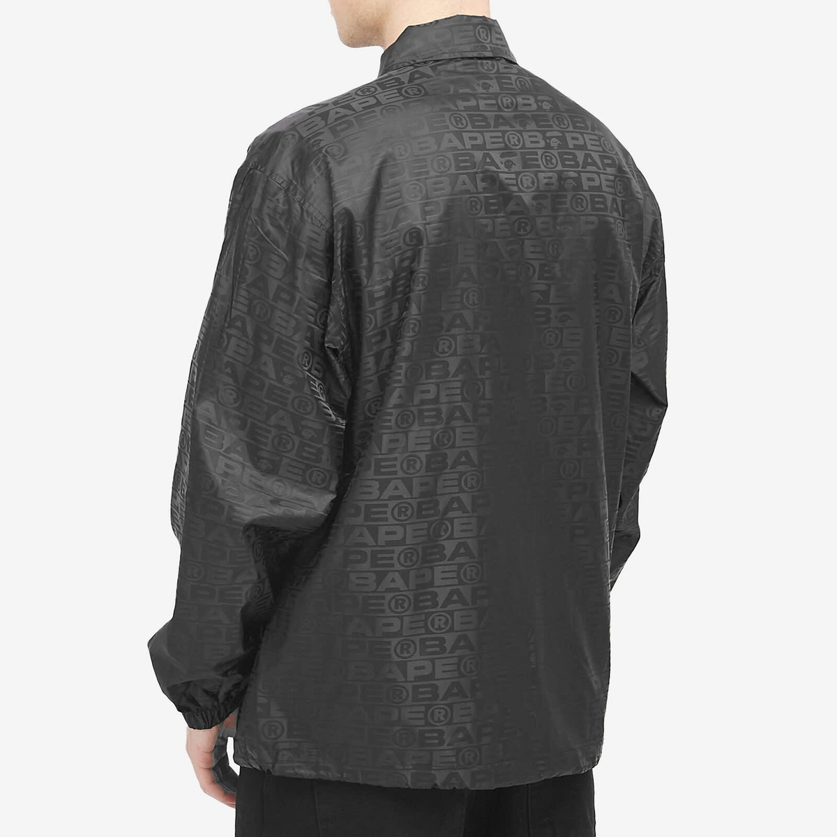 A Bathing Ape Men's Jaquard Nylon Coach Jacket in Black A Bathing Ape