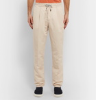 Brunello Cucinelli - Slim-Fit Linen and Cotton-Blend Drawstring Trousers - Neutrals