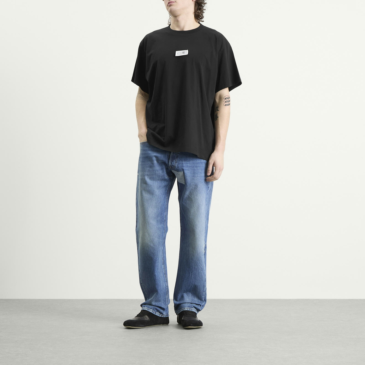 MM6 Maison Margiela Men's Logo T-Shirt in Black MM6 Maison Margiela