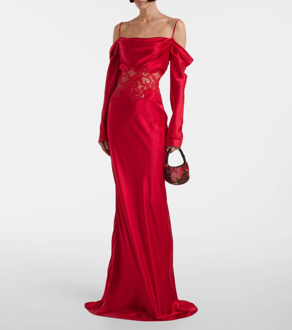 Rebecca Vallance Rubia lace-trimmed silk satin gown Rebecca