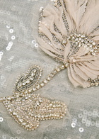 Huishan Zhang Sammi Floral-appliquéd Sequin T-shirt Silver