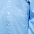 Wooyoungmi Men's Peacock Print Logo Shirt in Blue
