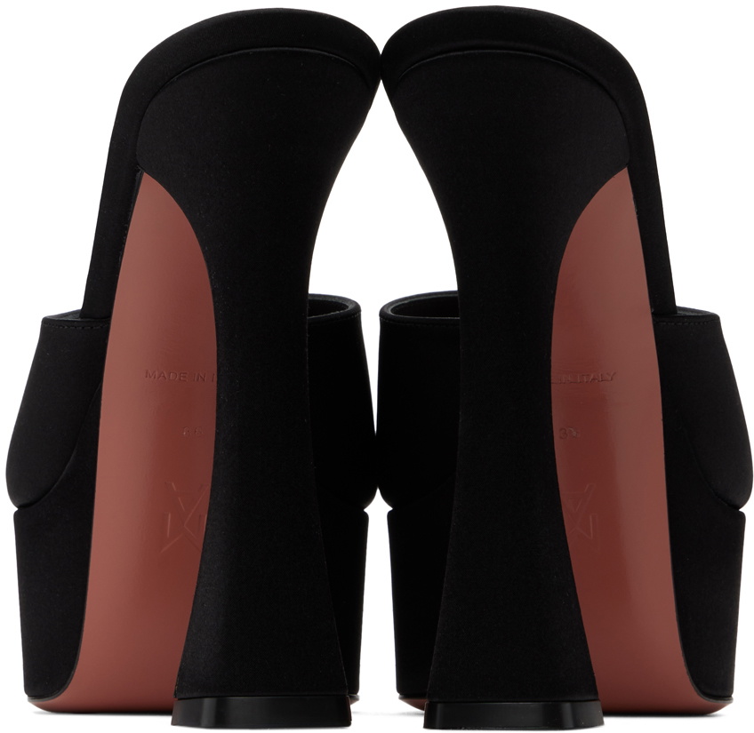Amina Muaddi Black Dalida Plateau Slipper Heeled Sandals