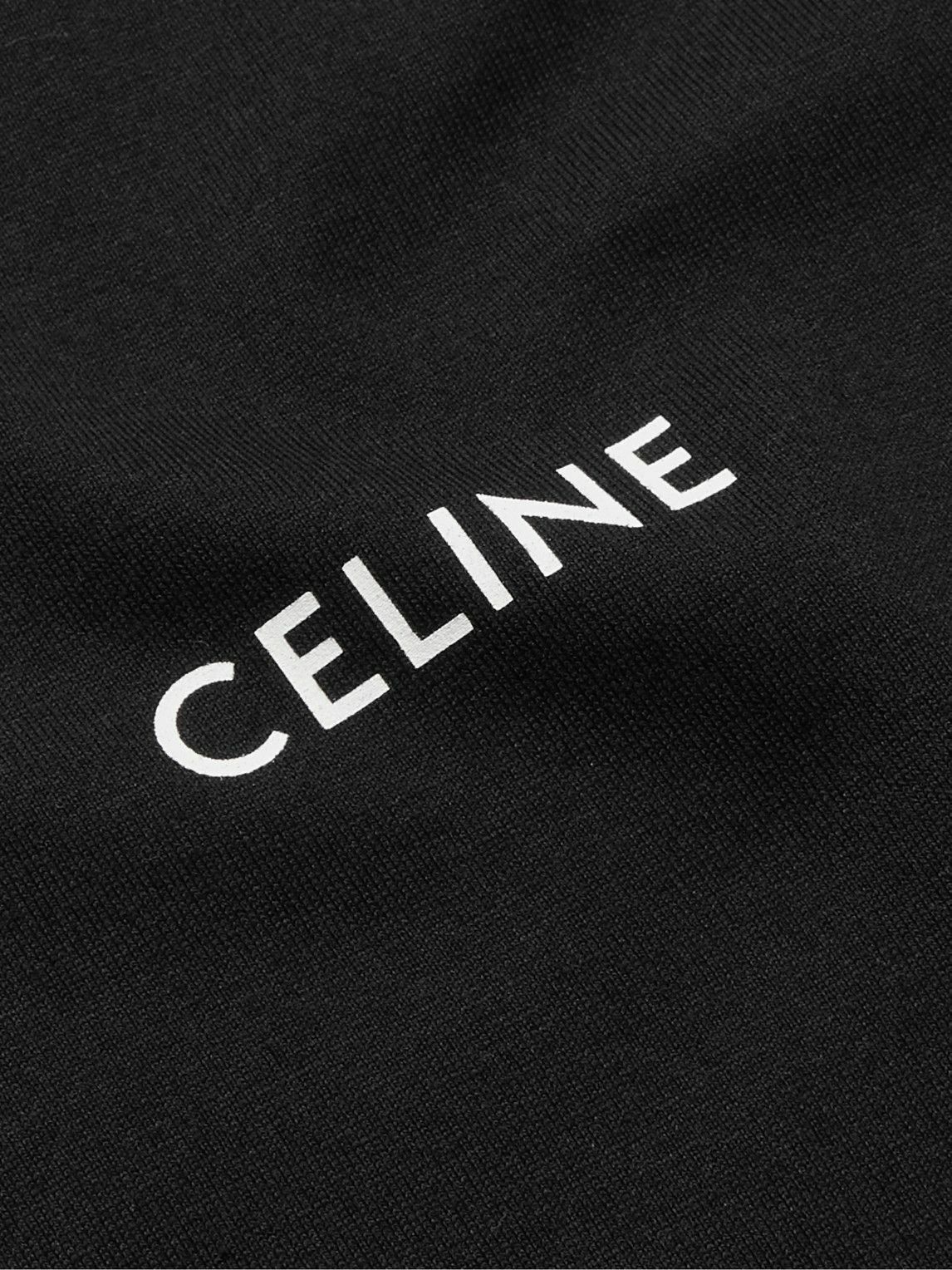 CELINE - Logo-Print Cotton-Jersey T-Shirt - Black