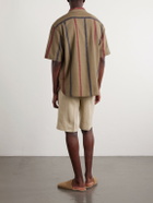 Kardo - Ronen Camp-Collar Striped Jacquard-Knit Cotton Shirt - Green