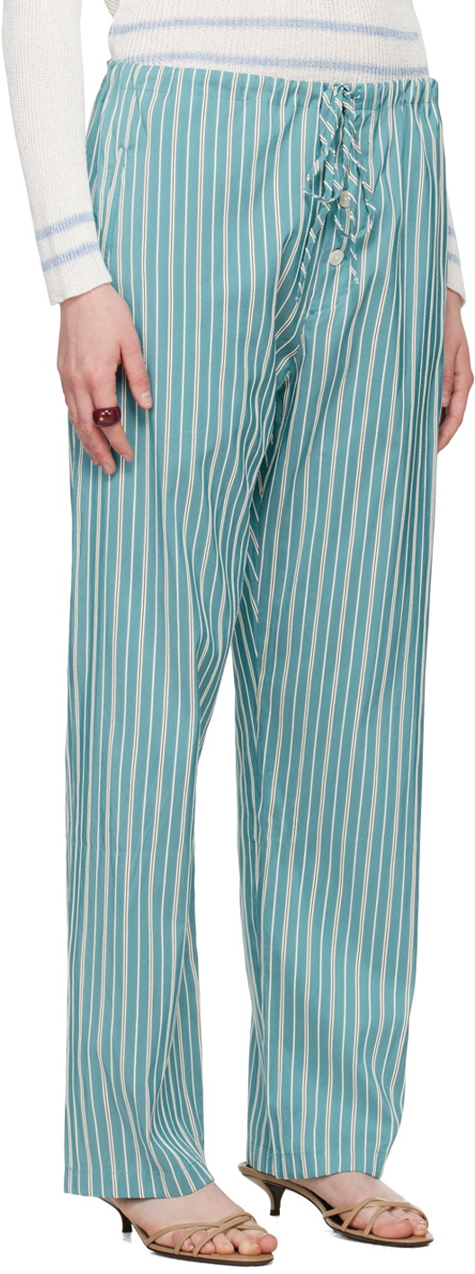 Bode Blue Shore Stripe Trousers