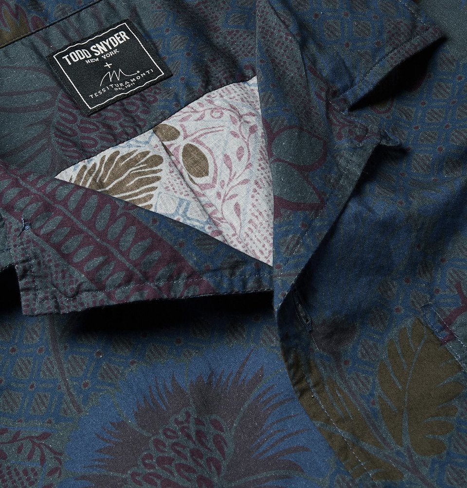 Todd Snyder - Slim-Fit Camp-Collar Printed Cotton Shirt - Navy