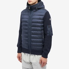 Moncler Men's Hooded Down Knit Jacket in Navy