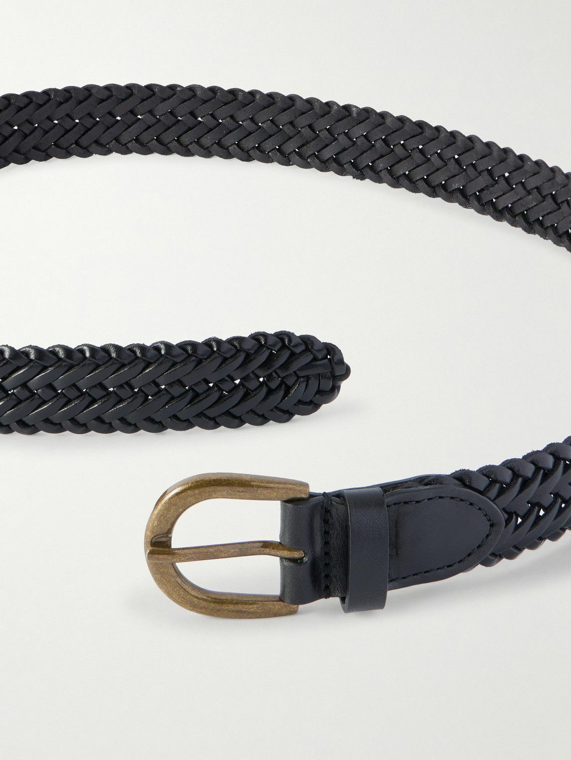 MORJAS - 3cm Woven Leather Belt - Black